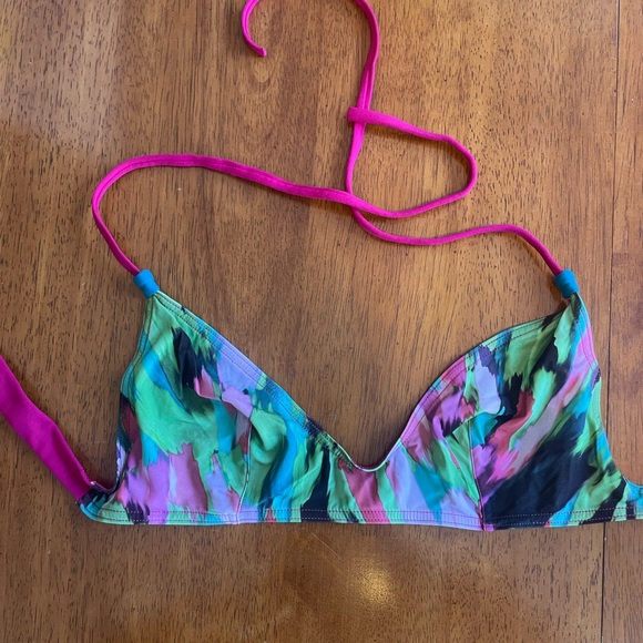 ERES Pink Blue Green Design Bikini Set Size 8 Top with Size 10 Bottom - Picture 2 of 8
